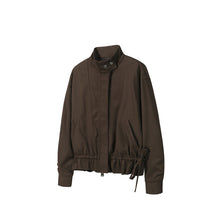 Load image into Gallery viewer, Three-Color Stand-Collar Jacket, Hem-with-Drawstring Blended Top Coat
