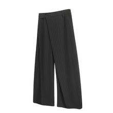 Load image into Gallery viewer, Wide-Leg Trousers with Subtle Stripes on Hem - Pleated and Loose Fit
