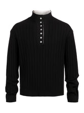 Load image into Gallery viewer, Double collar two-wear striped wool bottoming shirt
