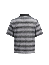 Lade das Bild in den Galerie-Viewer, Striped patchwork contrast collar short sleeve shirt
