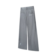 Load image into Gallery viewer, Houndstooth Grey Pleated Trousers Printed Drape TR Wide-Leg Trousers
