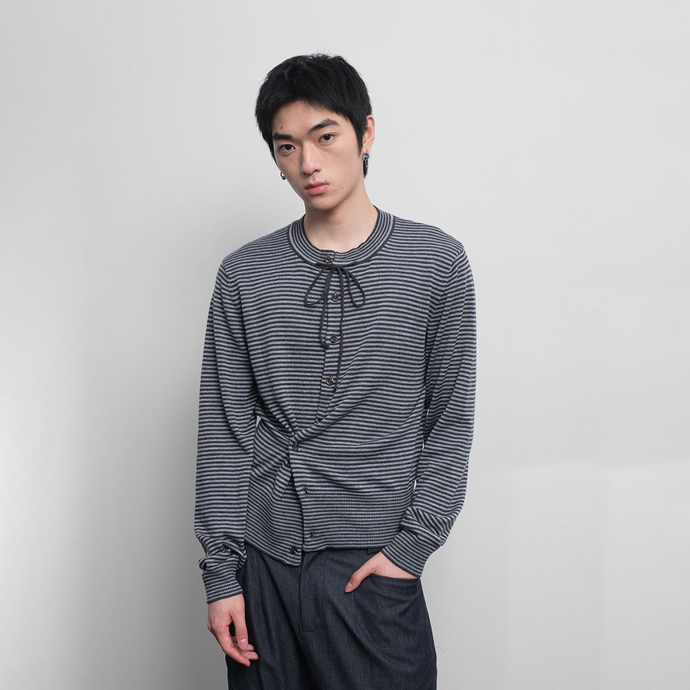 Striped ribbon wool sweater, long-sleeved bottoming top for men and women in autumn and winter