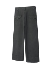 Load image into Gallery viewer, Striped button pleated trousers, blended draped fabric, wide-leg loose

