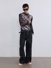 Cargar imagen en el visor de la galería, TZKILLER Mesh Slim‑Fit Base Layer Top, Graphic Print Mock Neck Long Sleeve Shirt
