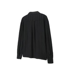 Load image into Gallery viewer, Square scarf collar long-sleeved shirt striped texture versatile loose top
