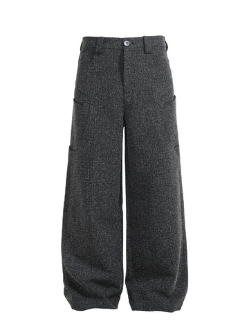 Slant Pocket Two-Tone Drape Loose Pants