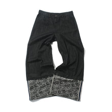 Load image into Gallery viewer, Washed distressed loose wide-leg denim straight-leg all-match raw edge jeans

