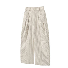 Load image into Gallery viewer, Striped pleated trousers Versatile loose scimitar wide-leg trousers

