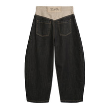 Load image into Gallery viewer, Layered contrast color machete raw denim loose versatile jeans
