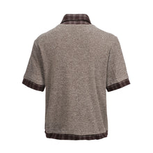 Lade das Bild in den Galerie-Viewer, Layered stitching double collar contrast color shirt plaid cardigan short-sleeved T-shirt
