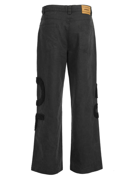 3D Number Washing Old Splicing Pants