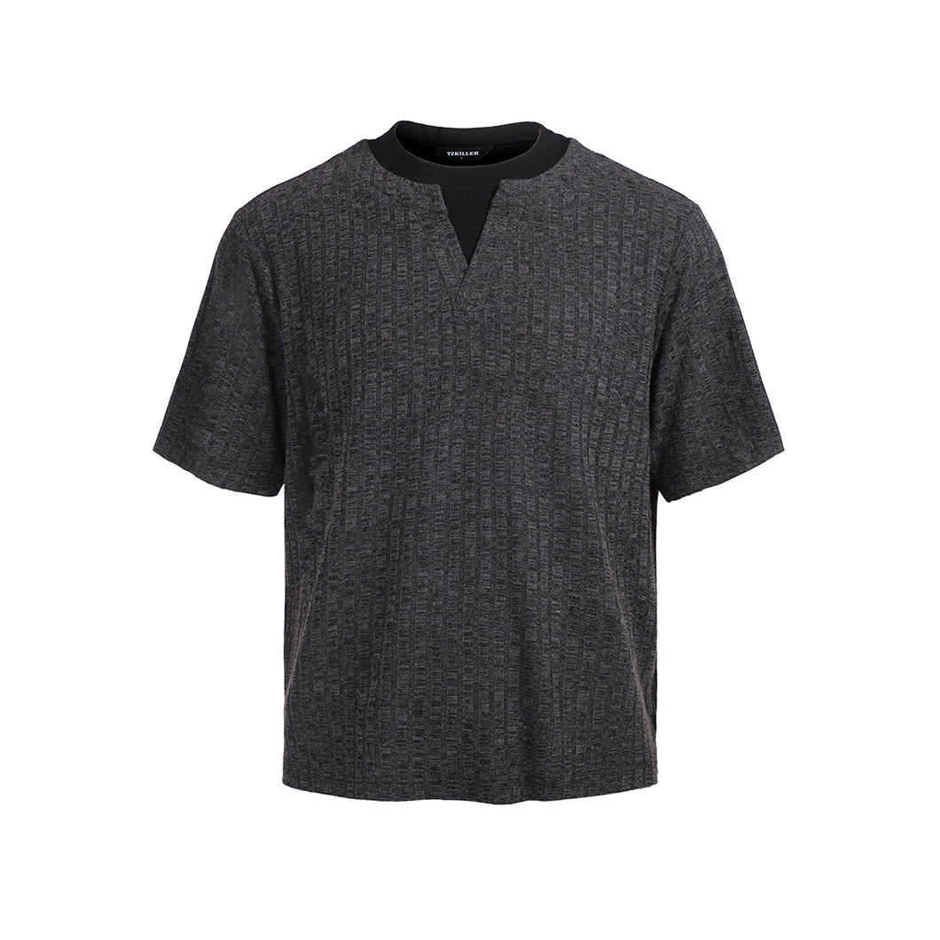 American Striped Knitted Fake Two-Piece Short-Sleeved T-Shirt Top
