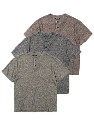 Textured Colorful Henry Tricolor Short Sleeve T-Shirt
