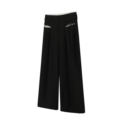 Pleated drape trousers, waist adjustment, wrinkle-resistant loose trousers