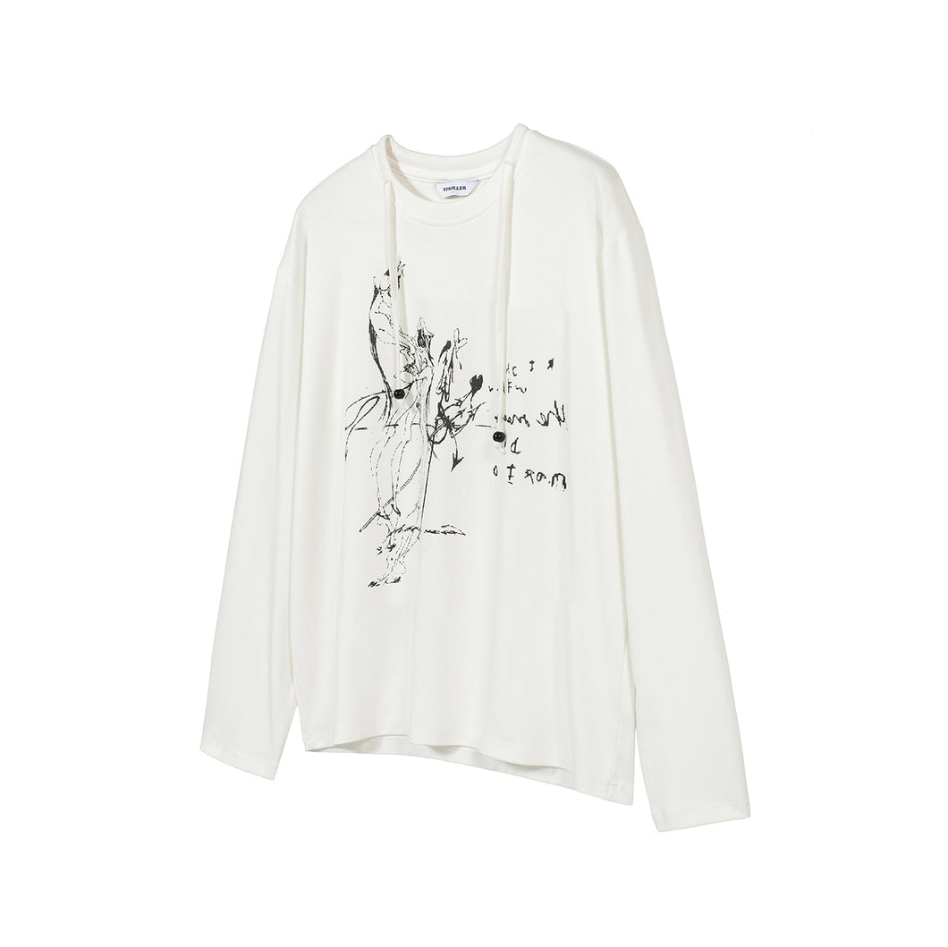 Long-sleeve White Top with Fun Print of 