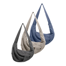Load image into Gallery viewer, Striped misaligned pleated crossbody crescent shoulder bag
