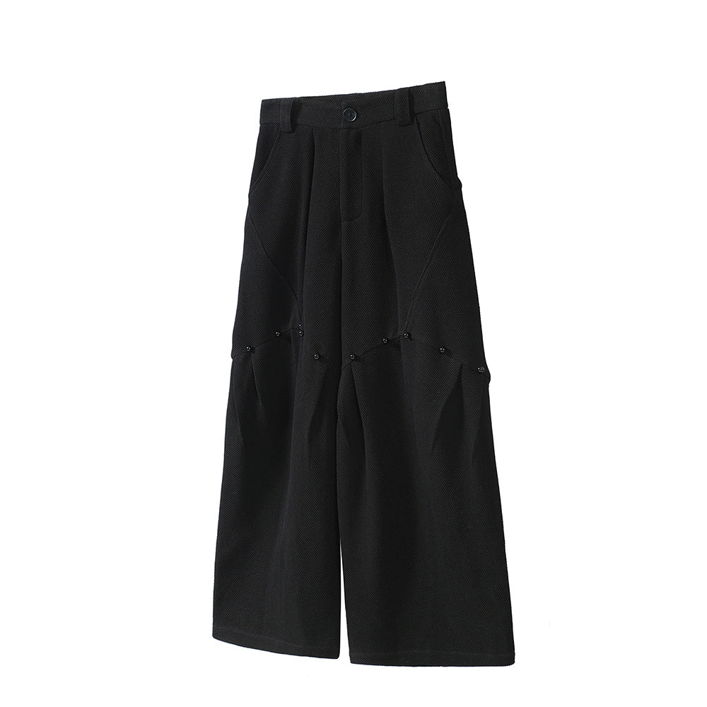 Beaded Double-Pleated Trousers, Special Textured Fabric, Deconstructed Avant-Garde Trousers