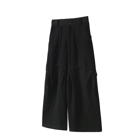 Beaded Double-Pleated Trousers, Special Textured Fabric, Deconstructed Avant-Garde Trousers