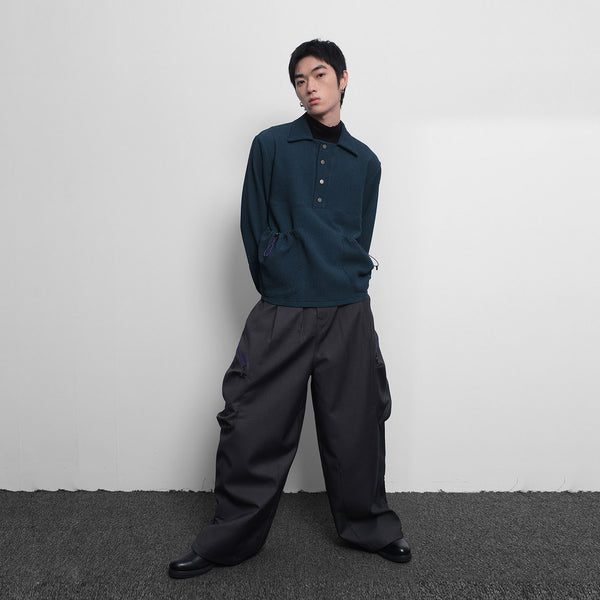 Workwear pleated trousers, versatile gray trousers, three-dimensional pockets