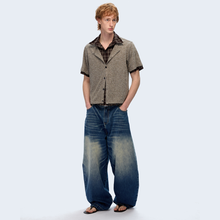 Lade das Bild in den Galerie-Viewer, Layered stitching double collar contrast color shirt plaid cardigan short-sleeved T-shirt
