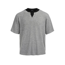 Lade das Bild in den Galerie-Viewer, American Striped Knitted Fake Two-Piece Short-Sleeved T-Shirt Top
