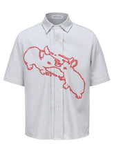 Load image into Gallery viewer, Rabbit Print Stripe Contrastcolor Shirt
