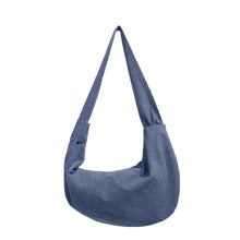 Load image into Gallery viewer, Striped misaligned pleated crossbody crescent shoulder bag
