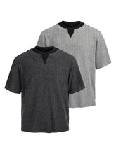 Lade das Bild in den Galerie-Viewer, American Striped Knitted Fake Two-Piece Short-Sleeved T-Shirt Top
