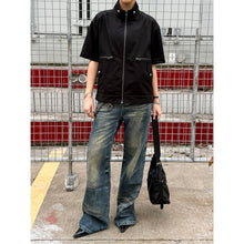 Load image into Gallery viewer, Shirt jacket, zipper cardigan, loose versatile short sleeves
