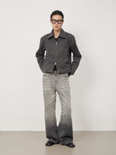 Load image into Gallery viewer, Geometric Lines Boxyfit Washed Canvas Jacket - Black
