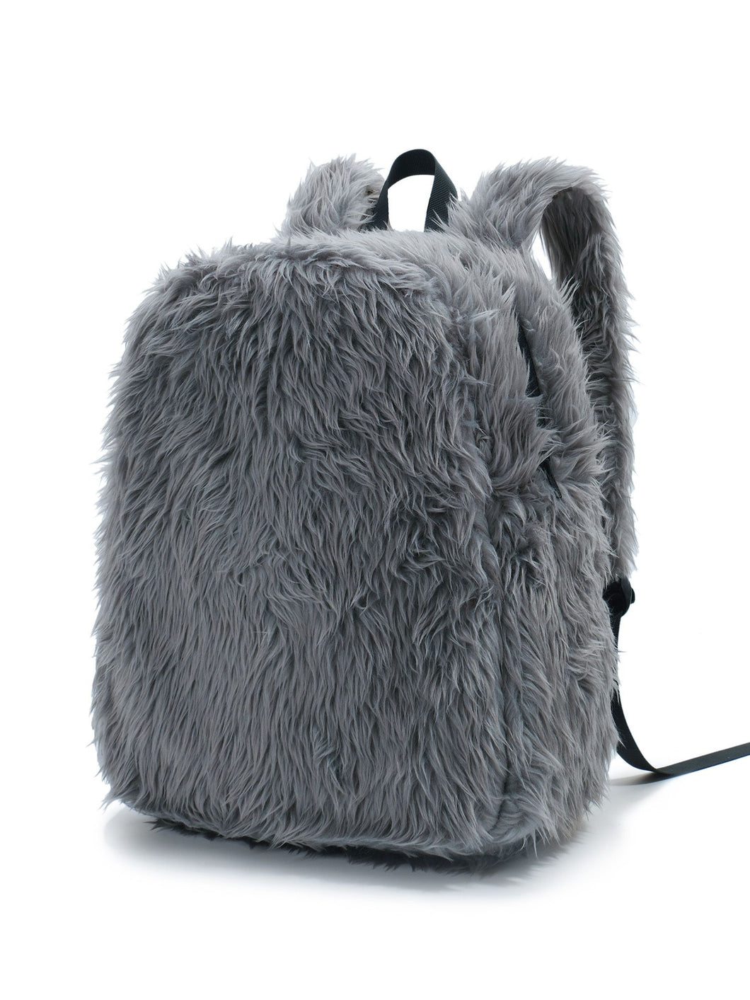 Plush Tassel Backpack - Light Gray