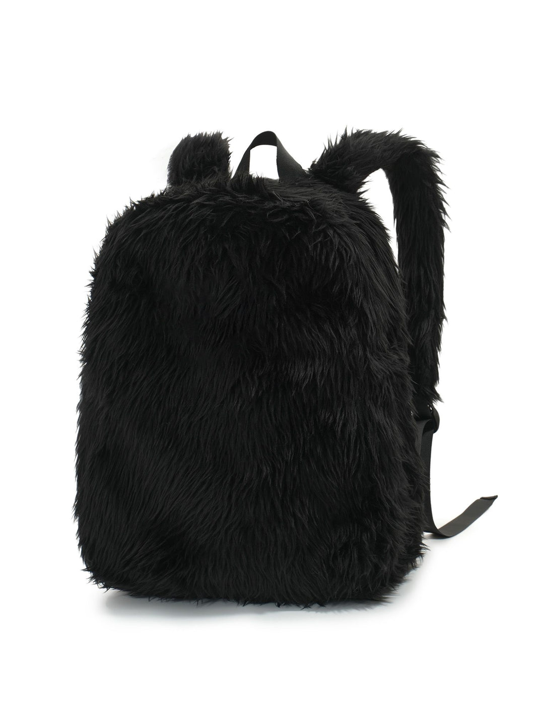 Plush Tassel Backpack - Black