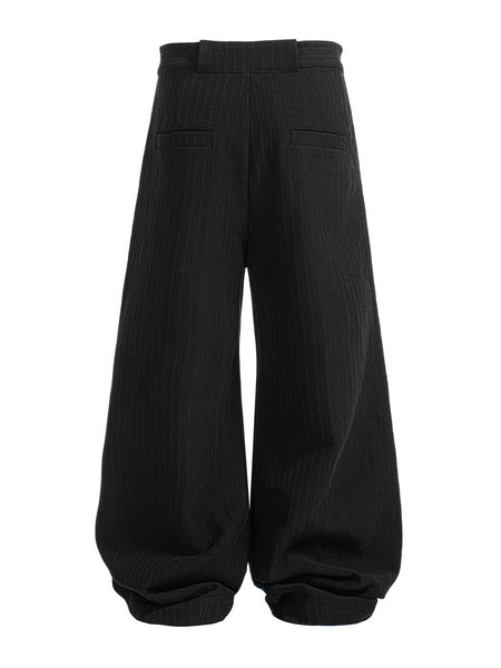 Dark Lines three-dimensional arc scimitar wide-leg trousers