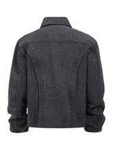 Load image into Gallery viewer, Geometric Lines Boxyfit Washed Canvas Jacket - Black
