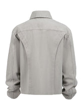 Load image into Gallery viewer, Geometric Lines Boxyfit Washed Canvas Jacket - Grey
