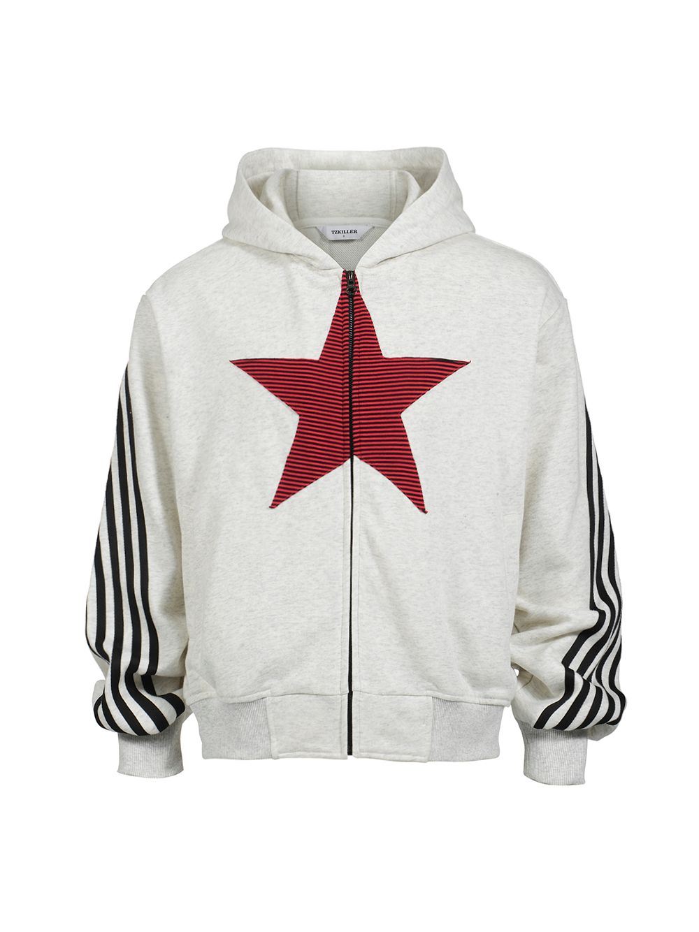 Stripes Stars Zipper Hooded Jacket - Top