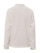 Load image into Gallery viewer, Henley Collar Washed Embroidery Polo - White
