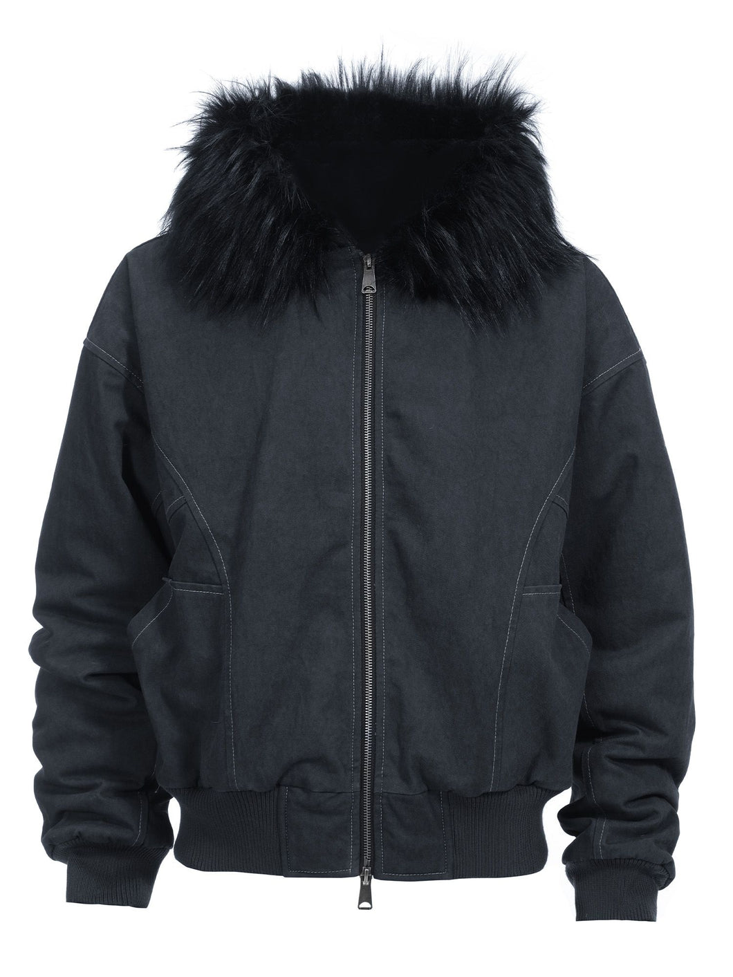 Deconstructed Rabbit Fur Hooded Jacket