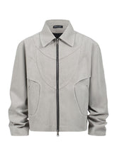 Load image into Gallery viewer, Geometric Lines Boxyfit Washed Canvas Jacket - Grey
