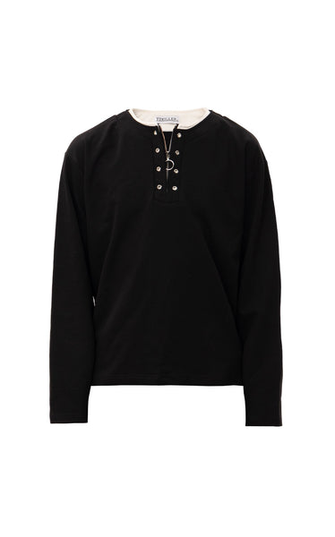 ZIP-UP T-SHIRT - BLACK