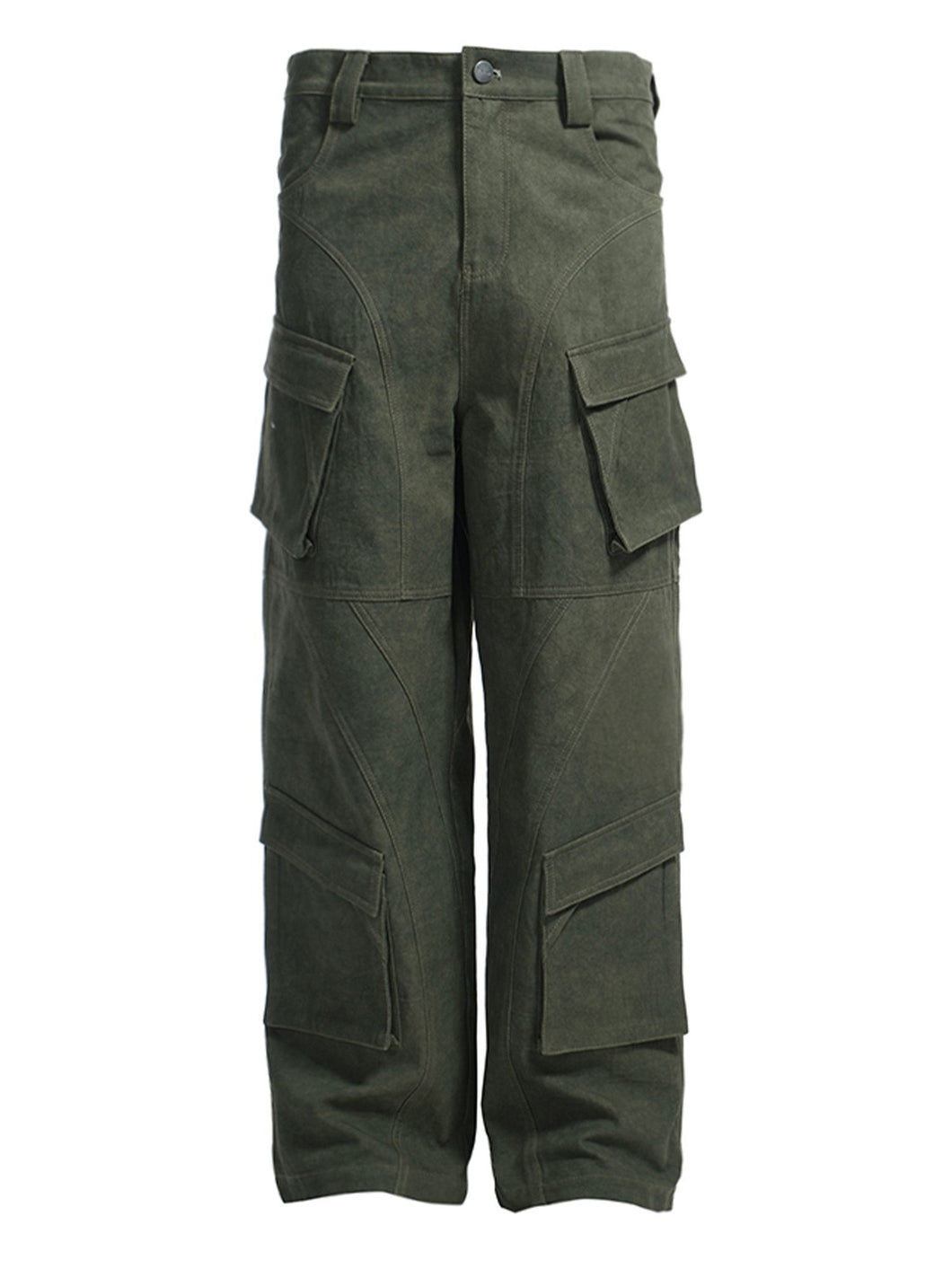 Deconstructed Multi-Pocket Overalls - Army Green