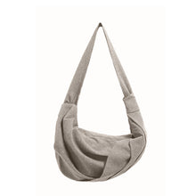 Load image into Gallery viewer, Striped misaligned pleated crossbody crescent shoulder bag
