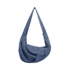 Load image into Gallery viewer, Striped misaligned pleated crossbody crescent shoulder bag
