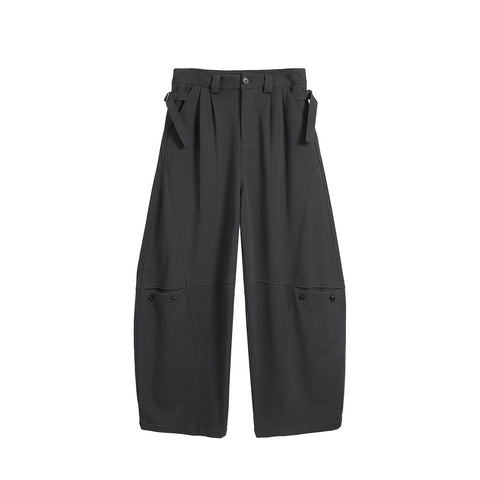 pleated scimitar pants, versatile loose long sweatpants